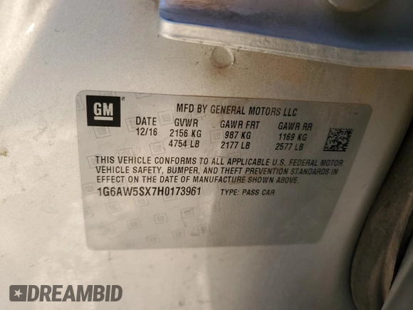 2017 Cadillac CTS AWD with VIN 1G6AW5SX7H0173961, listed as a Copart auction lot 82490624 with 109,598 mi miles and Salvage title. Bid and sale history available at DreamBid. Image 14.