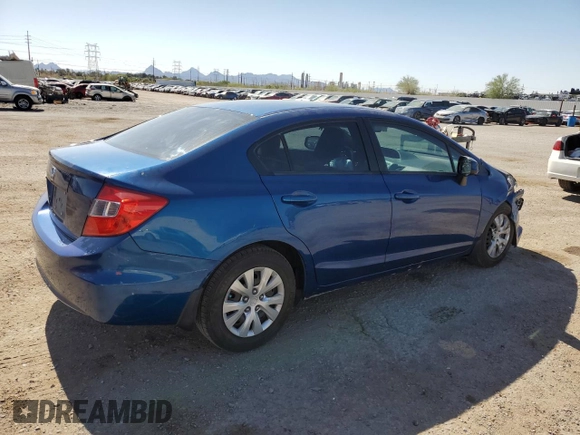 2012 Honda Civic LX с VIN 19XFB2F52CE304431, выставлен на аукционе Copart как лот 58135115 с пробегом 72 780 миль миль и Списание • Salvage title. История ставок и продаж доступна на DreamBid. Изображение 3.