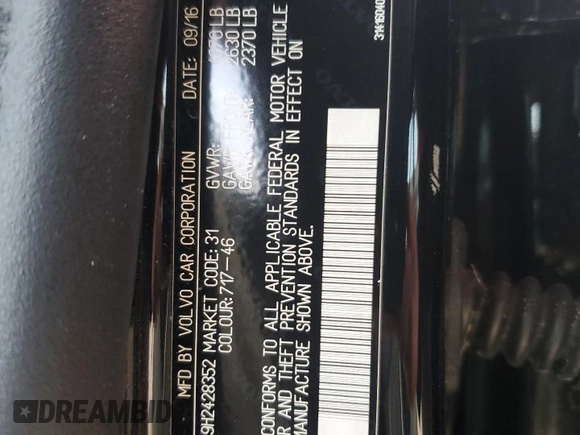 2017 Volvo S60 Dynamic z VIN YV140MTL9H2428352, wystawiony jako Copart lot #45787525 z przebiegiem 58 397 mil mil oraz Szkoda całkowita • Salvage title. Historia ofert i sprzedaży dostępna na DreamBid. Obrazek 15.