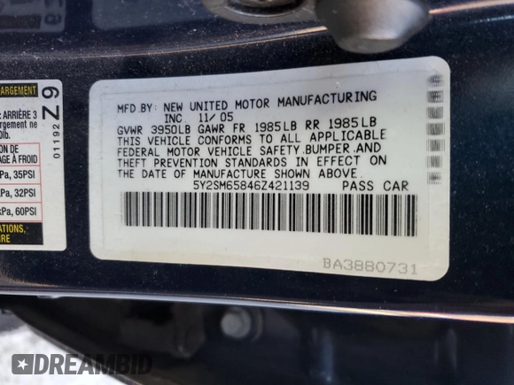 2006 Pontiac Vibe with VIN 5Y2SM65846Z421139, listed as a Copart auction lot 83949294 with 94,949 mi miles and Salvage Title. Bid and sale history available at carsss.com. Image 15.