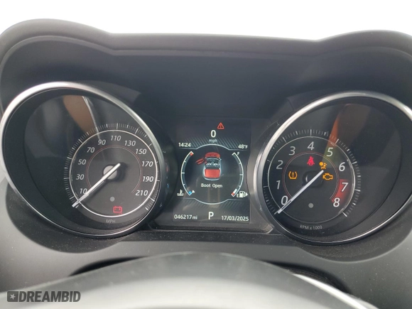 2016 Jaguar F-TYPE R with VIN SAJWJ6HL9GMK33775, listed as a Copart auction lot 49220885 with 46,217 mi miles and Salvage Title. Bid and sale history available at carsss.com. Image 9.