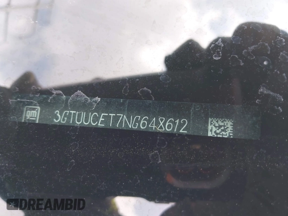 2022 GMC Sierra 1500 Elevation z VIN 3GTUUCET7NG648612, wystawiony jako IAAI lot #42098162 z przebiegiem Nie podano mil oraz . Historia ofert i sprzedaży dostępna na DreamBid. Obrazek 9.