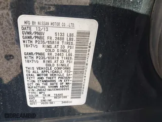 2014 Nissan Murano LE with VIN JN8AZ1MU5EW408855, listed as a IAAI auction lot 41851545 with 94,525 mi miles. Bid and sale history available at carsss.com. Image 9.