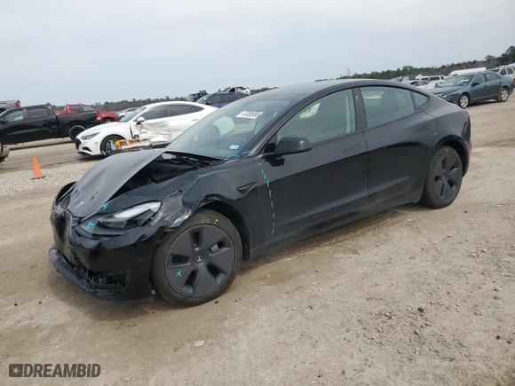 2023 Tesla Model 3 with VIN 5YJ3E1EA5PF421598, listed as a Copart auction lot 47036995 with 6,511 mi miles and Salvage Title. Bid and sale history available at carsss.com. Image 1.