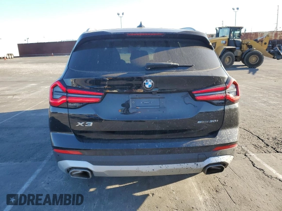 2024 BMW X3 sDrive30i with VIN 5UX43DP0XR9U58299, listed as a Copart auction lot 47617185 with 9,385 mi miles and Salvage Title. Bid and sale history available at DreamBid. Image 6.
