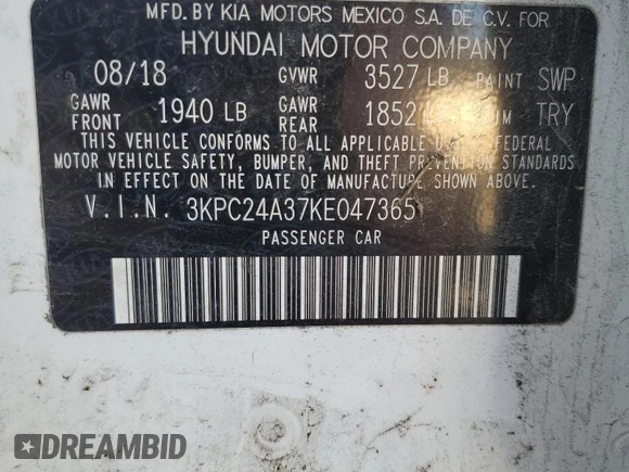 2019 Hyundai Accent SE with VIN 3KPC24A37KE047365, listed as a Copart auction lot 84887904 with 115,483 mi miles and Salvage Title. Bid and sale history available at carsss.com. Image 12.