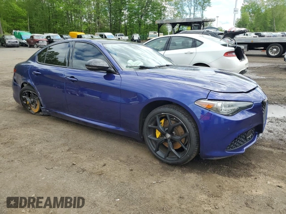 2020 Alfa Romeo Giulia with VIN ZARFANAN6L7633117, listed as a Copart auction lot 56212575 with 57,052 mi miles and Salvage title. Bid and sale history available at DreamBid. Image 4.