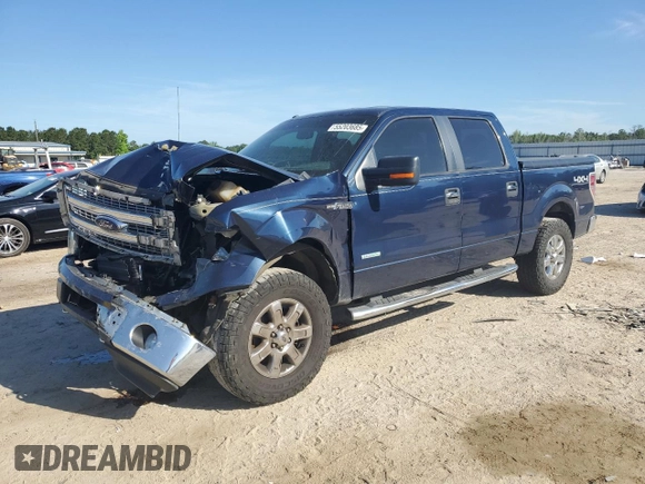 2014 Ford F-150 XL with VIN 1FTFW1ETXEKD01260, listed as a Copart auction lot 55203685 with 153,410 mi miles and Salvage title. Bid and sale history available at DreamBid. Image 1.