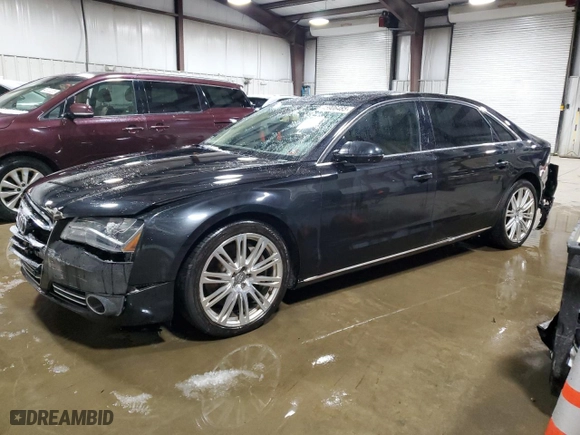 2014 Audi A8 L 4.0T with VIN WAUR2AFD2EN002700, listed as a Copart auction lot 45906485 with 149,935 mi miles and Salvage Title. Bid and sale history available at carsss.com. Image 1.