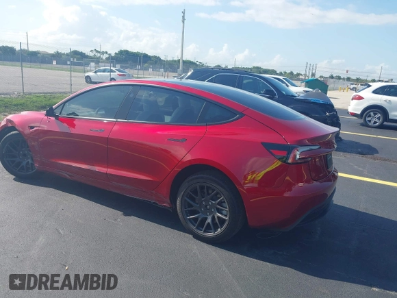 2025 Tesla Model 3 Long Range with VIN 5YJ3E1EA6SF967254, listed as a IAAI auction lot 42345651 with 1,180 mi miles and . Bid and sale history available at DreamBid. Image 3.