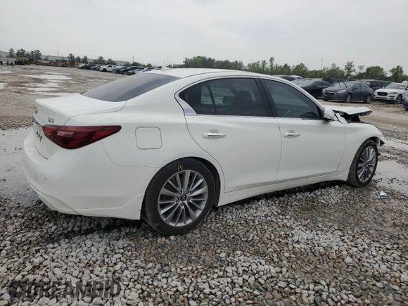 2022 Infiniti Q50 LUXE with VIN JN1EV7BR5NM342302, listed as a Copart auction lot 50257285 with 50,501 mi miles and Salvage Title. Bid and sale history available at carsss.com. Image 3.