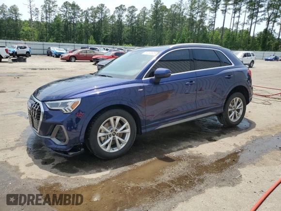 2022 Audi Q3 S line Premium Plus with VIN WA1EECF31N1080897, listed as a Copart auction lot 57252625 with 24,338 mi miles and Salvage title. Bid and sale history available at DreamBid. Image 1.