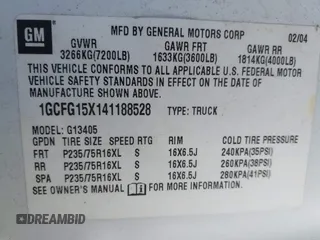 2004 Chevrolet Express Cargo z VIN 1GCFG15X141188528, wystawiony jako IAAI lot #41839607 z przebiegiem 159 982 mil mil oraz . Historia ofert i sprzedaży dostępna na DreamBid. Obrazek 9.