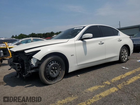 2018 Infiniti Q50 Luxe z VIN JN1EV7AP9JM363812, wystawiony jako Copart lot #59270605 z przebiegiem Nie podano mil oraz Szkoda całkowita • Salvage title. Historia ofert i sprzedaży dostępna na DreamBid. Obrazek 1.