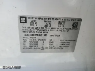 2015 Chevrolet Silverado 1500 High Country with VIN 3GCUKTEC1FG291368, listed as a Copart auction lot 46136555 with 111,729 mi miles and Salvage Title. Bid and sale history available at carsss.com. Image 15.