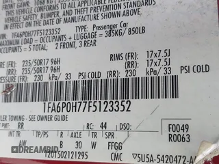 2015 Ford Fusion SE with VIN 1FA6P0H77F5123352, listed as a IAAI auction lot 42555351 with 185,134 mi miles and . Bid and sale history available at DreamBid. Image 9.
