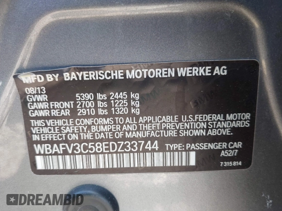 2014 BMW 5 Series 535d xDrive с VIN WBAFV3C58EDZ33744, выставлен на аукционе IAAI как лот 42590073 с пробегом 168 571 миль миль и . История ставок и продаж доступна на DreamBid. Изображение 9.