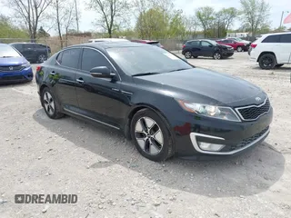 2013 Kia Optima Hybrid EX with VIN KNAGM4AD5D5055464, listed as a IAAI auction lot 42114901 with 140,652 mi miles. Bid and sale history available at carsss.com. Image 1.