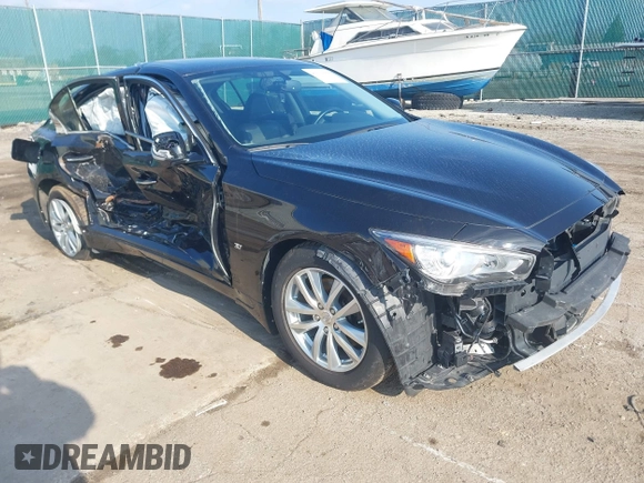 2014 Infiniti Q50 Sport with VIN JN1BV7AR2EM705059, listed as a IAAI auction lot 42019066 with 61,012 mi miles and . Bid and sale history available at carsss.com. Image 1.