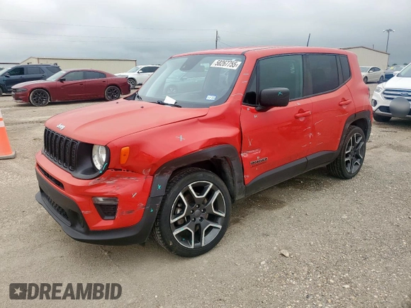 2021 Jeep Renegade Sport with VIN ZACNJDAB7MPM41325, listed as a Copart auction lot 58267755 with 44,841 mi miles and Salvage title. Bid and sale history available at DreamBid. Image 1.