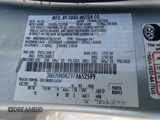 2007 Mercury Milan Premier with VIN 3MEHM08Z97R652599, listed as a Copart auction lot 46596345 with 92,720 mi miles and Salvage Title. Bid and sale history available at carsss.com. Image 14.