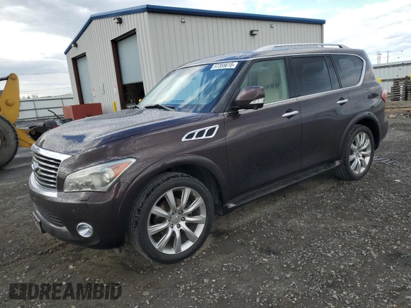 2011 Infiniti QX56 7-passenger with VIN JN8AZ2NE0B9004627, listed as a Copart auction lot 57355615 with 242,036 mi miles and Clean title. Bid and sale history available at DreamBid. Image 1.