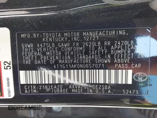 2022 Toyota Camry SE z VIN 4T1G11AK0NU657071, wystawiony jako IAAI lot #41991413 z przebiegiem 86 272 mil mil oraz . Historia ofert i sprzedaży dostępna na DreamBid. Obrazek 9.