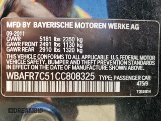 2012 BMW 5 Series 535i z VIN WBAFR7C51CC808325, wystawiony jako Copart lot #57552695 z przebiegiem 167 528 mil mil oraz Szkoda całkowita • Salvage title. Historia ofert i sprzedaży dostępna na DreamBid. Obrazek 12.