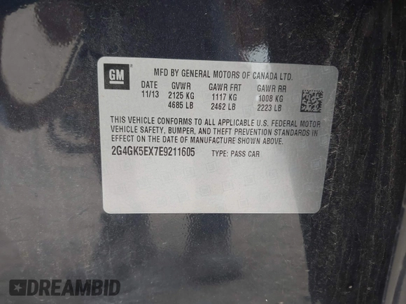 2014 Buick Regal с VIN 2G4GK5EX7E9211605, выставлен на аукционе IAAI как лот 42678927 с пробегом 145 546 миль миль и . История ставок и продаж доступна на DreamBid. Изображение 9.