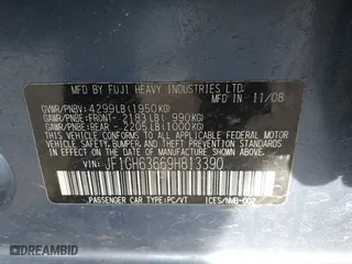 2009 Subaru Impreza Wagon Outback Sport with VIN JF1GH63669H813390, listed as a IAAI auction lot 41868435 with 132,583 mi miles. Bid and sale history available at carsss.com. Image 9.