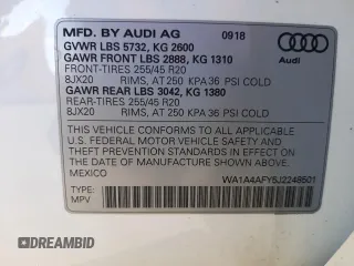 2018 Audi SQ5 Premium Plus with VIN WA1A4AFY5J2248501, listed as a Copart auction lot 73626253 with 37,569 mi miles. Bid and sale history available at carsss.com. Image 13.