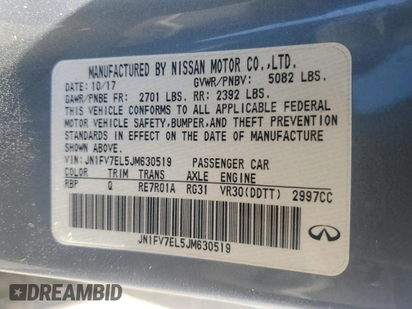 2018 Infiniti Q60 RED SPORT 400 with VIN JN1FV7EL5JM630519, listed as a Copart auction lot 48720335 with 100,459 mi miles and Non Repairable. Bid and sale history available at carsss.com. Image 12.