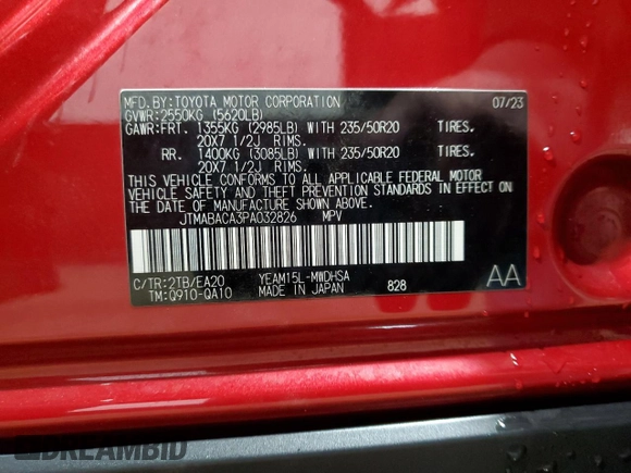 2023 Toyota bZ4X XLE with VIN JTMABACA3PA032826, listed as a Copart auction lot 49626575 with 45,061 mi miles and Salvage title. Bid and sale history available at DreamBid. Image 14.