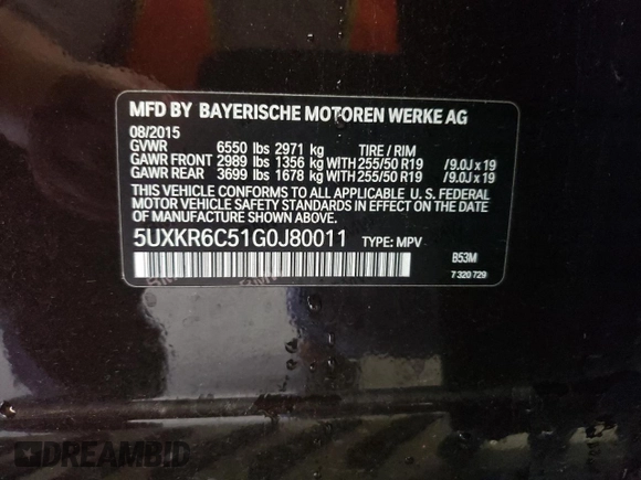 2016 BMW X5 xDrive50i with VIN 5UXKR6C51G0J80011, listed as a Copart auction lot 66155613 with 97,921 mi miles and Clean Title. Bid and sale history available at carsss.com. Image 13.