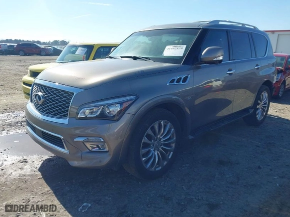 2015 Infiniti QX80 with VIN JN8AZ2NC3F9370537, listed as a IAAI auction lot 41492839 with 137,129 mi miles. Bid and sale history available at carsss.com. Image 2.