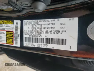 2022 Toyota Tundra SR with VIN 5TFKB5AB5NX019030, listed as a Copart auction lot 58558255 with 44,972 mi miles and Salvage title. Bid and sale history available at DreamBid. Image 12.