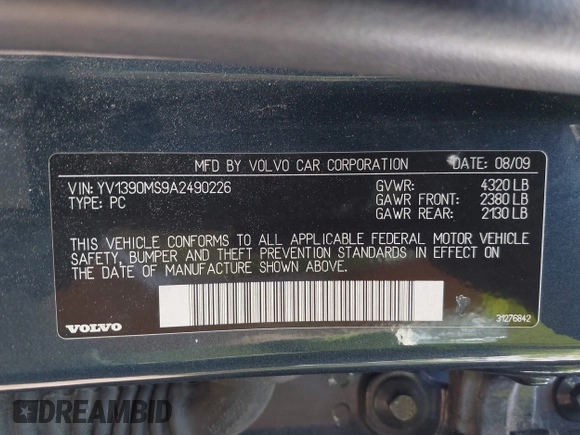 2010 Volvo S40 с VIN YV1390MS9A2490226, выставлен на аукционе IAAI как лот 42234235 с пробегом 111 765 миль миль и . История ставок и продаж доступна на DreamBid. Изображение 9.