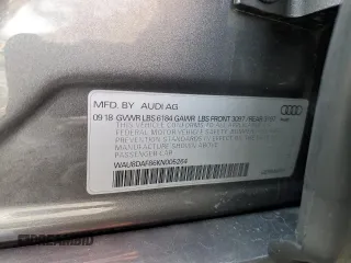 2019 Audi A8 L with VIN WAU8DAF86KN005264, listed as a Copart auction lot 51360835 with 54,324 mi miles and Salvage Title. Bid and sale history available at carsss.com. Image 12.
