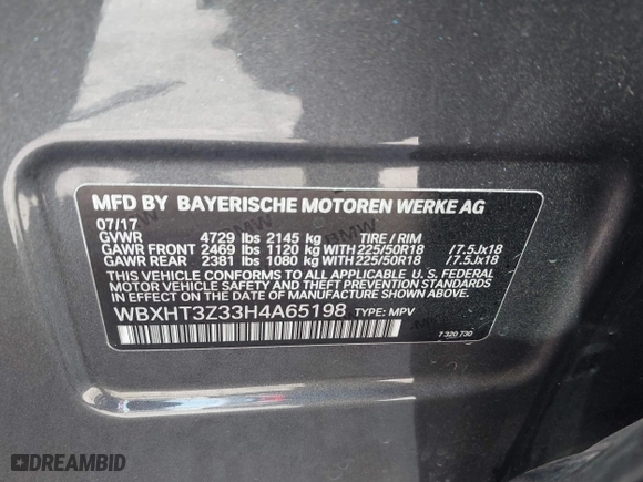 2017 BMW X1 xDrive28i with VIN WBXHT3Z33H4A65198, listed as a IAAI auction lot 41798503 with 88,951 mi miles. Bid and sale history available at carsss.com. Image 9.