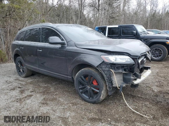 2014 Audi Q7 with VIN WA1VGCFE4ED019313, listed as a Copart auction lot 46291515 with Not provided miles and Salvage title. Bid and sale history available at DreamBid. Image 4.