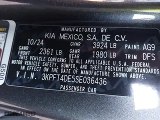 2025 Kia K4 LXS with VIN 3KPFT4DE5SE036436, listed as a IAAI auction lot 41518576 with 1,906 mi miles. Bid and sale history available at carsss.com. Image 9.
