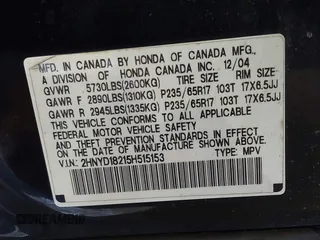 2005 Acura MDX with VIN 2HNYD18215H515153, listed as a IAAI auction lot 41538437 with 175,782 mi miles. Bid and sale history available at carsss.com. Image 9.
