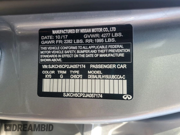 2018 Infiniti QX30 Premium with VIN SJKCH5CP2JA057174, listed as a Copart auction lot 55574085 with 111,733 mi miles and Salvage title. Bid and sale history available at DreamBid. Image 13.