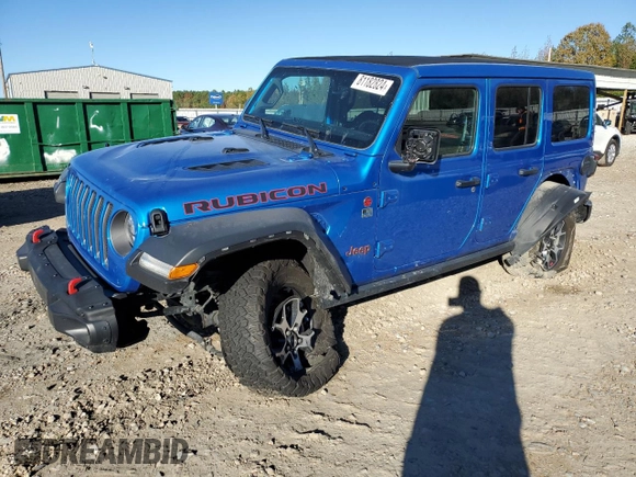 2022 Jeep Wrangler Unlimited Rubicon with VIN 1C4HJXFG5NW217688, listed as a Copart auction lot 81182824 with 63,102 mi miles and Salvage title. Bid and sale history available at DreamBid. Image 1.