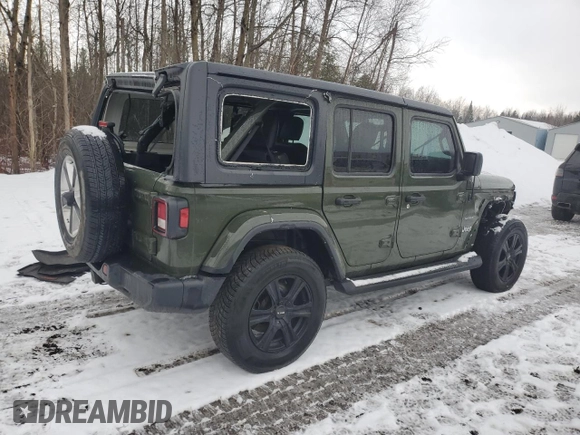 2021 Jeep Wrangler Unlimited Sahara with VIN 1C4HJXEG2MW823594, listed as a Copart auction lot 50330355 with 112,649 mi miles and Clean title. Bid and sale history available at DreamBid. Image 3.