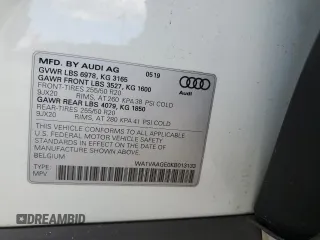 2019 Audi e-tron Prestige with VIN WA1VAAGE0KB013133, listed as a Copart auction lot 57060255 with 50,222 mi miles and Salvage title. Bid and sale history available at DreamBid. Image 12.