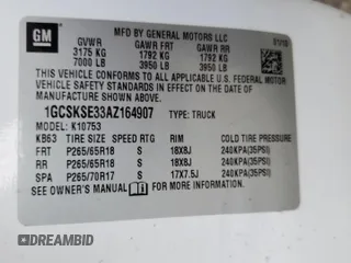 2010 Chevrolet Silverado 1500 LT with VIN 1GCSKSE33AZ164907, listed as a Copart auction lot 54128935 with Not Provided miles and Non Repairable. Bid and sale history available at DreamBid. Image 12.