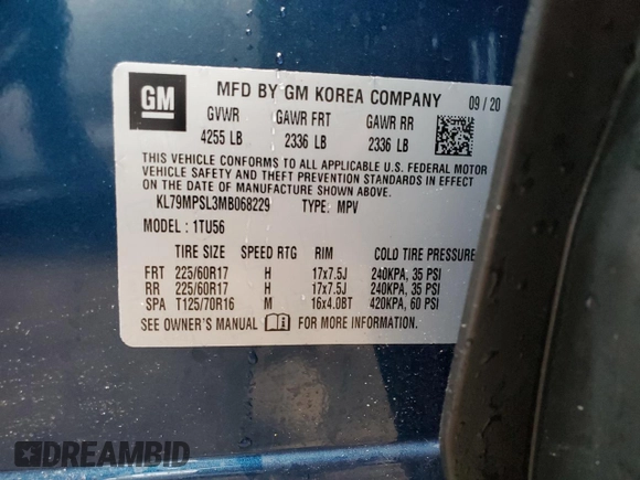 2021 Chevrolet TrailBlazer LT with VIN KL79MPSL3MB068229, listed as a Copart auction lot 41263584 with 36,413 mi miles and . Bid and sale history available at DreamBid. Image 13.
