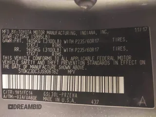 2018 Toyota Sienna LE Auto Access Seat with VIN 5TDKZ3DC3JS906162, listed as a IAAI auction lot 41863331 with 200,655 mi miles. Bid and sale history available at carsss.com. Image 9.