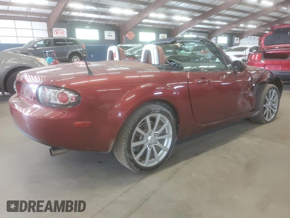 2006 Mazda MX-5 Miata Grand Touring with VIN JM1NC25F760121395, listed as a Copart auction lot 59712275 with 45,498 mi miles and Salvage title. Bid and sale history available at DreamBid. Image 3.